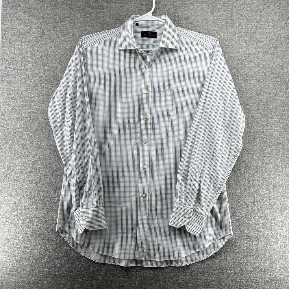 Etro Milano Dress Shirt Men Size 42 Long Sleeve Check
